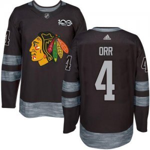 Mens Chicago Blackhawks #4 Bobby Orr Black 1917-2017 100th Anniversary Stitched NHL Jersey