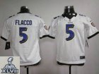 2013 Super Bowl XLVII Youth NEW NFL Baltimore Ravens 5 Joe Flacco White Youth cheap Jerseys