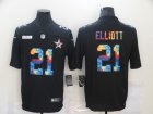 Nike Cowboys #21 Ezekiel Elliott Black Vapor Untouchable Rainbow Limited Jersey