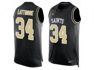 Mens Nike New Orleans Saints #34 Marshon Lattimore Limited Black Player Name & Number Tank Top NFL Jersey