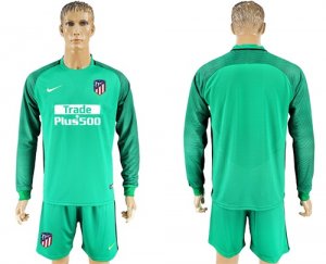 2017-18 Atletico Madrid Green Long Sleeve Goalkeeper Soccer Jersey