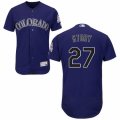 Men's Majestic Colorado Rockies #27 Trevor Story Purple Flexbase Authentic Collection MLB Jersey