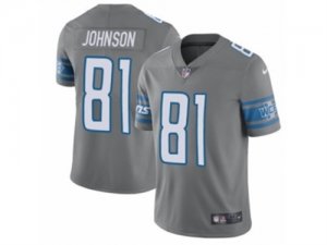 Mens Nike Detroit Lions #81 Calvin Johnson Limited Steel Rush NFL Jersey