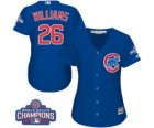 Womens Majestic Chicago Cubs #26 Billy Williams Authentic Royal Blue Alternate 2016 World Series Champions Cool Base MLB Jersey