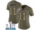 Women Nike Philadelphia Eagles #11 Carson Wentz Limited Olive Camo 2017 Salute to Service Super Bowl LII NFL Jersey