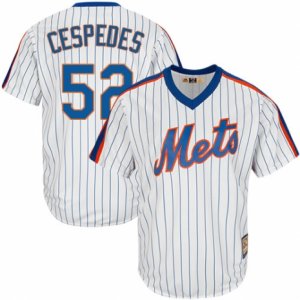 Men\'s Majestic New York Mets #52 Yoenis Cespedes Replica White Cooperstown MLB Jersey