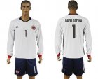 Colombia #1 David Ospina Away Long Sleeves Soccer Country Jersey