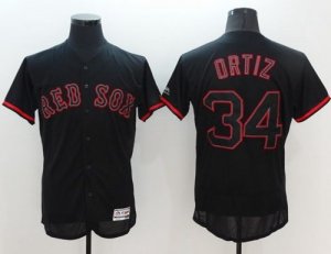 Boston Red Sox #34 David Ortiz Black Fashion Flexbase Authentic Collection Stitched Baseball Jersey