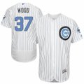 Men's Majestic Chicago Cubs #37 Travis Wood Authentic White 2016 Father's Day Fashion Flex Base MLB Jersey