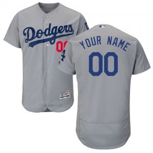 2016 Men L.A. Dodgers Majestic Gray Flexbase Authentic Collection Custom Jersey