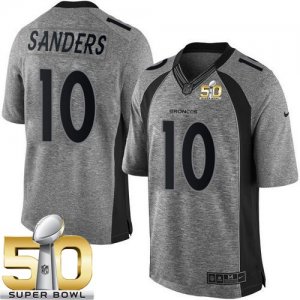 Nike Denver Broncos #10 Emmanuel Sanders Gray Super Bowl 50 Men\'s Stitched NFL Limited Gridiron Gray Jersey