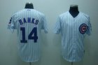 mlb chicago cubs #14 banks white(blue strip)