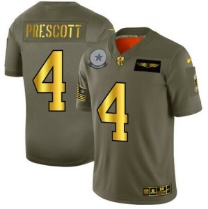 Nike Cowboys #4 Dak Prescott 2019 Olive Gold Salute To Service Limited Jersey