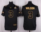 Nike Seattle Seahawks #3 Russell Wilson Black Pro Line Gold Collection Jersey(Elite)