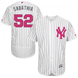 Men\'s Majestic New York Yankees #52 C.C. Sabathia Authentic White 2016 Mother\'s Day Fashion Flex Base MLB Jersey