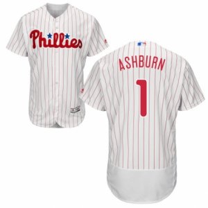 Men\'s Majestic Philadelphia Phillies #1 Richie Ashburn White Red Strip Flexbase Authentic Collection MLB Jersey