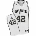 Mens Adidas San Antonio Spurs #42 David Lee Swingman White Home NBA Jersey
