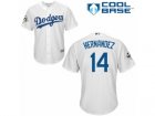 Youth Majestic Los Angeles Dodgers #14 Enrique Hernandez Replica White Home 2017 World Series Bound Cool Base MLB Jersey