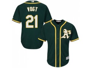 Youth Oakland Athletics #21 Stephen Vogt Green Cool Base Stitched MLB Jersey