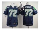 2015 Super Bowl XLIX Nike jerseys seattle seahawks #72 bennett blue[Elite]