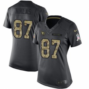 Women\'s Nike Arizona Cardinals #87 Troy Niklas Limited Black 2016 Salute to Service NFL Jersey