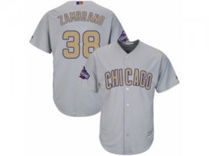 Youth Majestic Chicago Cubs #38 Carlos Zambrano Authentic Gray 2017 Gold Champion Cool Base MLB Jersey