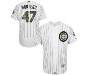 Men\'s Majestic Chicago Cubs #47 Miguel Montero Authentic White 2016 Memorial Day Fashion Flex Base MLB Jersey