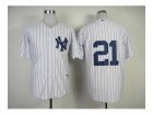 mlb jerseys new york yankees #21 white(black strip)