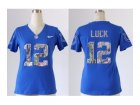 Nike women jerseys indianapolis colts #12 luck blue[Handwork Sequin lettering Fashion]