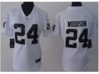 Nike Women Oakland Raiders #24 Charles Woodson White Jerseys