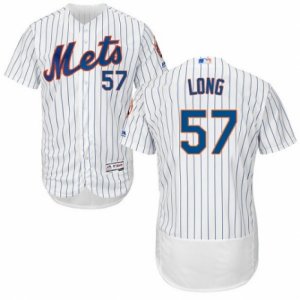 Men\'s Majestic New York Mets #57 Kevin Long White Flexbase Authentic Collection MLB Jersey