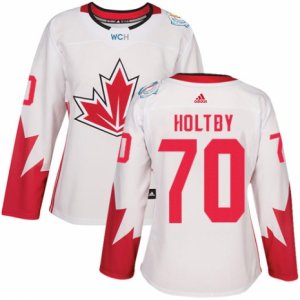 Women\'s Adidas Team Canada #70 Braden Holtby Premier White Home 2016 World Cup Hockey Jersey