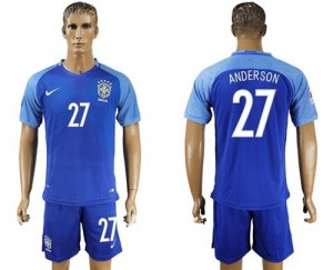 Brazil #27 Anderson Blue Soccer Country Jersey