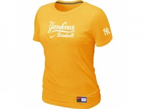 Women New York Yankees Nike Yellow Short Sleeve Practice T-Shirt