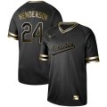 Athletics #24 Rickey Henderson Black Gold Nike Cooperstown Collection Legend V Neck