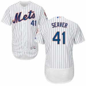 Men\'s Majestic New York Mets #41 Tom Seaver White Flexbase Authentic Collection MLB Jersey