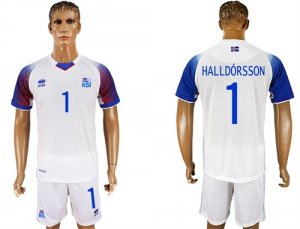 Iceland 1 HALLDORSSON Away 2018 FIFA World Cup Soccer Jersey