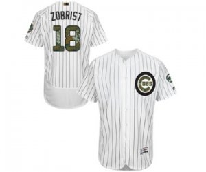 Men\'s Majestic Chicago Cubs #18 Ben Zobrist Authentic White 2016 Memorial Day Fashion Flex Base MLB Jersey