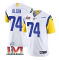 Nike Rams #74 Merlin Olsen White 2022 Super Bowl LVI Vapor Limited Jersey