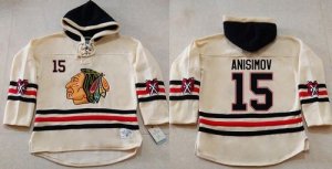 Chicago Blackhawks #15 Artem Anisimov Cream Heavyweight Pullover Hoodie Stitched NHL Jersey