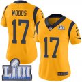 Nike Rams #17 Robert Woods Gold Women 2019 Super Bowl LIII Color Rush Limited Jersey
