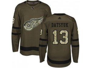 Youth Adidas Detroit Red Wings #13 Pavel Datsyuk Green Salute to Service Stitched NHL Jersey