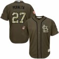 Mens Majestic St. Louis Cardinals #27 Jhonny Peralta Replica Green Salute to Service MLB Jersey