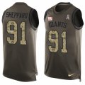 Men's Nike New York Giants #91 Kelvin Sheppard Limited Green Salute to Service Tank Top NFL Jersey