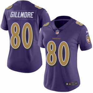 Women\'s Nike Baltimore Ravens #80 Crockett Gillmore Limited Purple Rush NFL Jersey