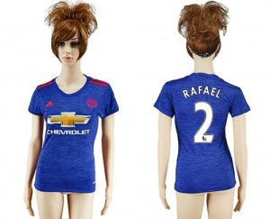 Womens Manchester United #2 Rafael Away Soccer Club Jersey