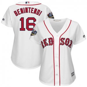 Red Sox #16 Andrew Benintendi White Women 2018 World Series Cool Base Player Jersey