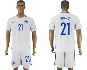 Chile #21 Suazo Away Soccer Country Jersey