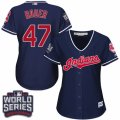 Womens Majestic Cleveland Indians #47 Trevor Bauer Authentic Navy Blue Alternate 1 2016 World Series Bound Cool Base MLB Jersey