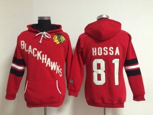 NHL Women Chicago Blackhawks #81 Marian Hossa red jerseys(Logo Pullover Hoodie)